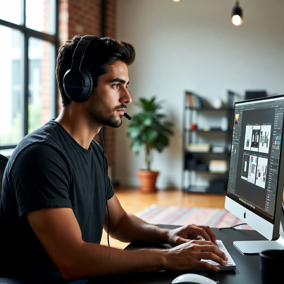 Portrait of lead photo zone designer in a cozy studio